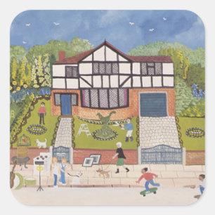 Neue Nachbarschaft Quadratischer Aufkleber