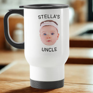 Neue Onkel-Geschenke-Tasse, Custom Baby-Face-Foto- Reisebecher