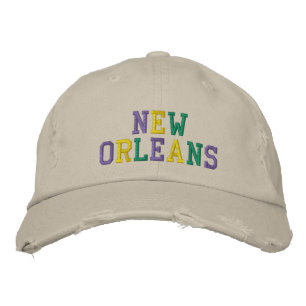 NEUE ORLEANS Lila goldgrüne, bedrückte Baumwolle Bestickte Baseballkappe