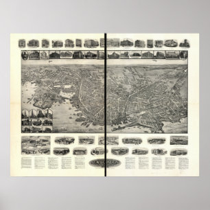 Neue panoramische Karte Londons Connecticut 1911 Poster