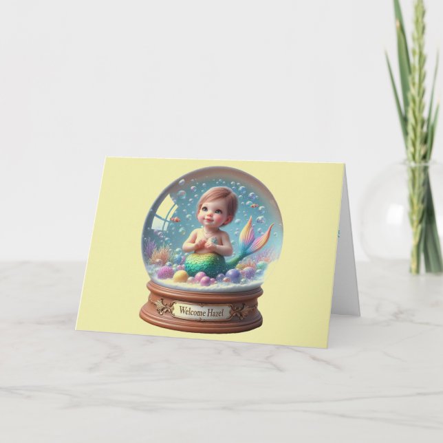 Neue Personalisierte BabyMermaid-Karte Dankeskarte (Vorderseite)