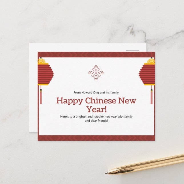 Neue Postkarte für glückliche Chinesen anpassen (Vorderseite/Rückseite Beispiel)