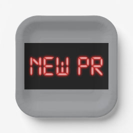 Neue PR-Lauf-Meilenstein-Rot-Neon-Digital-Effekt Pappteller