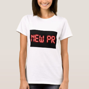 Neue PR Running-Meilenstein-Rot-Neon-Digital-Effek T-Shirt