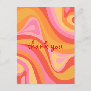 Neue Retro-Abstrakte Pink Orange Danke Postkarte