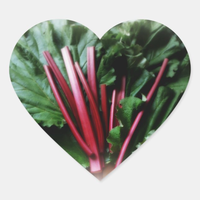 Neue Rhubarb-Stalks und Blätter Herz-Aufkleber (Vorderseite)