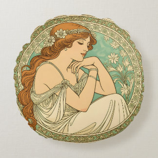 Neue romantische Kunst White Flowers Rundes Kissen