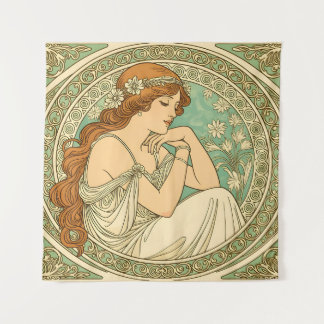 Neue romantische Kunst White Flowers Wandteppich