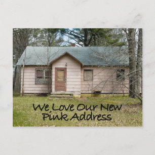 Neue rosa Adresse - Funny Change of Address Card Ankündigungspostkarte