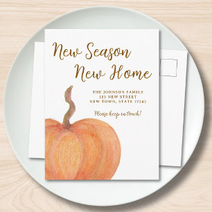 Neue Saison Neues Zuhause Herbst-Kürbis-Umzug Ankündigungspostkarte