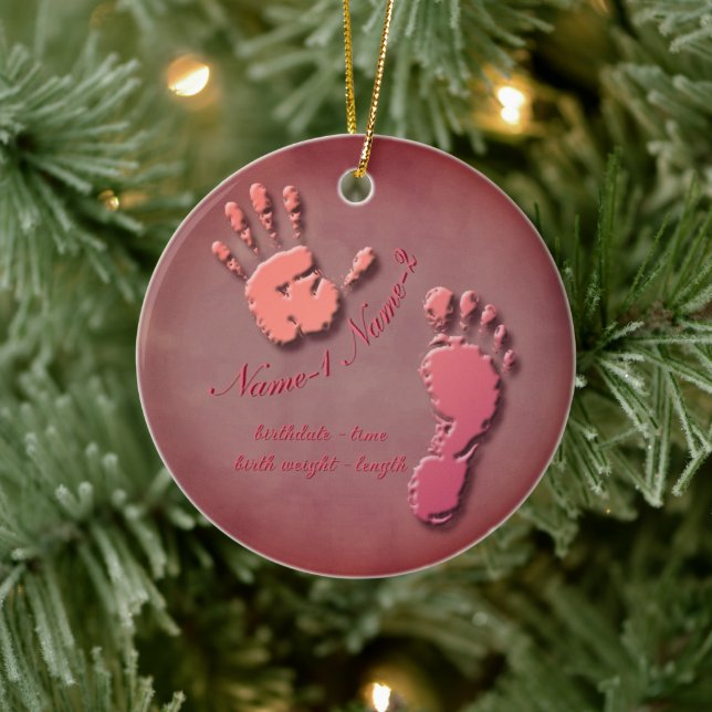 Neue Säugling-Hand-Fußabdruck Keramik Ornament (Baum)