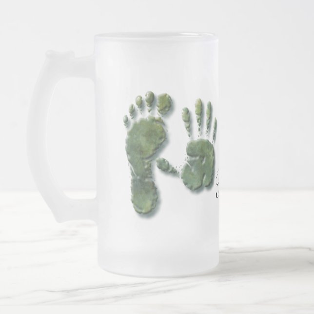 Neue Säugling-Hand-Fußabdruck Mattglas Bierglas (Links)