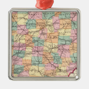 Neue SchienenStraßenkarte des Staat von Ohio Ornament Aus Metall
