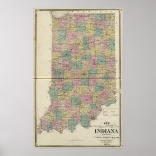 Neue Schnitt- und Gemeindekarte von Indiana Poster