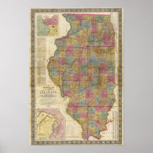 Neue Schnittkarte des Staat von Illinois 2 Poster