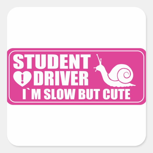 Neue Schülerfahrer Warnzeichen rosa Quadratischer Aufkleber (Vorderseite)