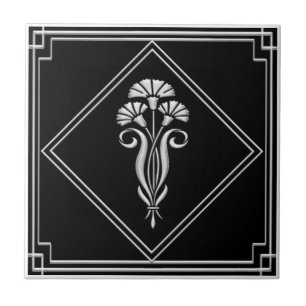Neue Schwarz-Silber-Art-Déco-Tile Fliese
