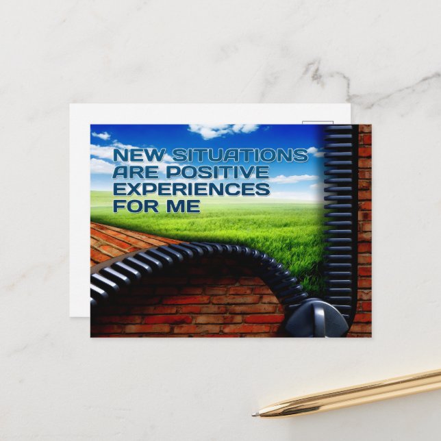 "Neue Situationen" Motivation Affirmation Postkarte (Vorderseite/Rückseite Beispiel)