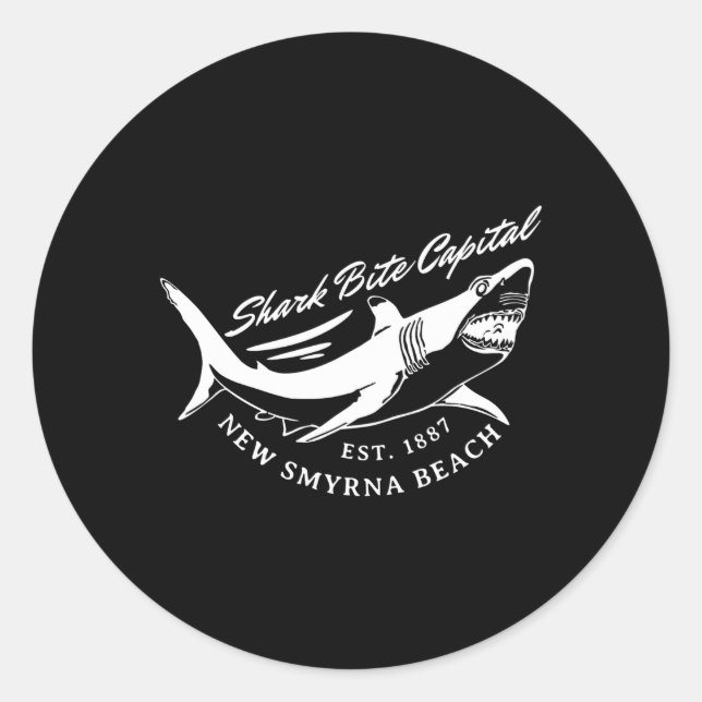 Neue Smyrna Beach Shark Bite Hauptstadt der Welt Runder Aufkleber (Vorderseite)