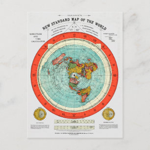 Neue Standardkarte der flachen Erde der Welt Postkarte