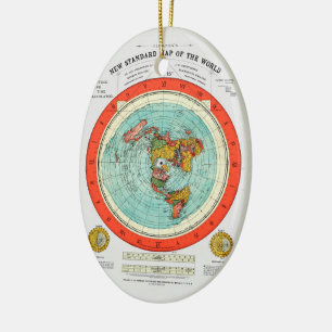 Neue Standardkarte der Weltflachen Erde Earther Keramik Ornament