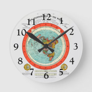 Neue Standardkarte der Weltflachen Erde Earther Runde Wanduhr