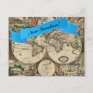 Neue Standort Vintage Weltkarte Postkarte