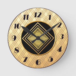 Neue Stilelemente für Gold und Schwarz Runde Wanduhr