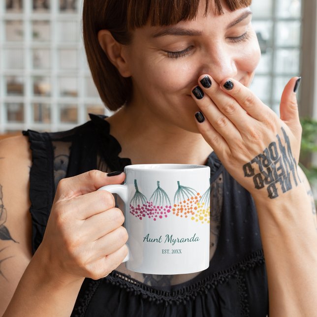 Neue Tante Abstrakt Rainbow Floral Personalisiert Kaffeetasse (Von Creator hochgeladen)