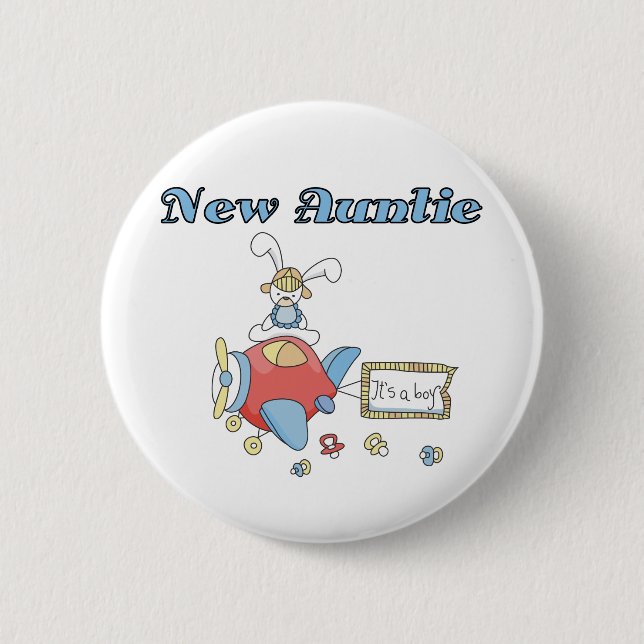 Neue Tante - Flugzeug-T-Shirts und Geschenke Button (Vorderseite)