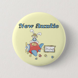 Neue Tante - Flugzeugentrickfilme und Geschenke Button