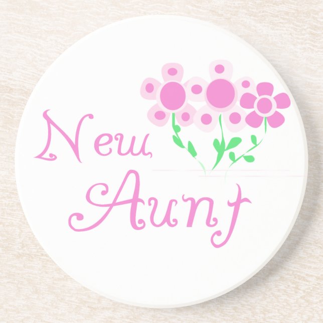 Neue Tante Rosa Blume T - Shirt und Geschenke Sandstein Untersetzer (Vorne)