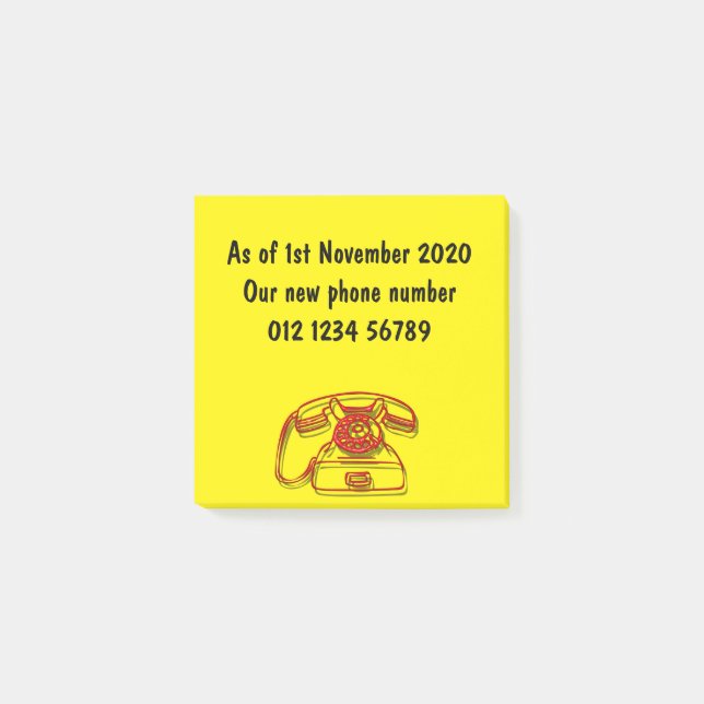 neue Telefonnummer Post-it Klebezettel (Vorderseite)