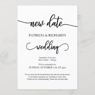 Neue Terminverschobene Hochzeitsankündigung Einladung