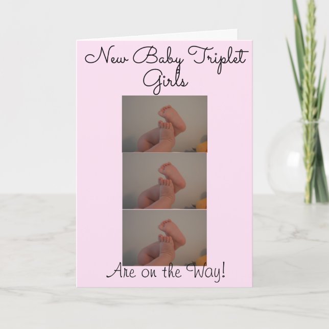 Neue Triplet Baby Girls On The Way Foto Card Karte (Vorderseite)
