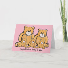 Neue Triplets Baby Girl Bären Karte
