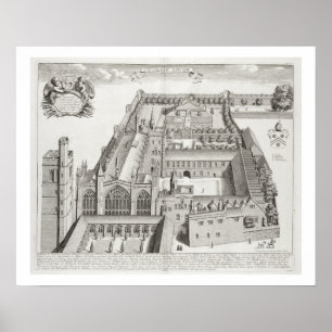 Neue Uni, Oxford, von "Oxonia Illustrata", Pub Poster