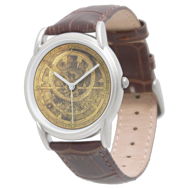 NEUE Vintage Astrolabium-Uhr Armbanduhr (Schrägansicht)