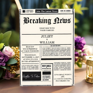 Neue Vintage-Hochzeitszeitung im Retro-Stil Einladung