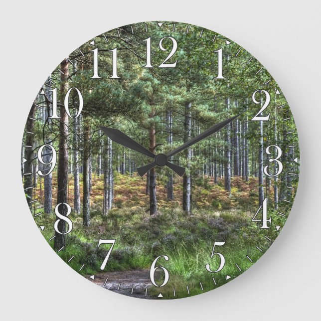 Neue Waldwaldlandschaften Naturlandschaft Große Wanduhr (Vorderseite)