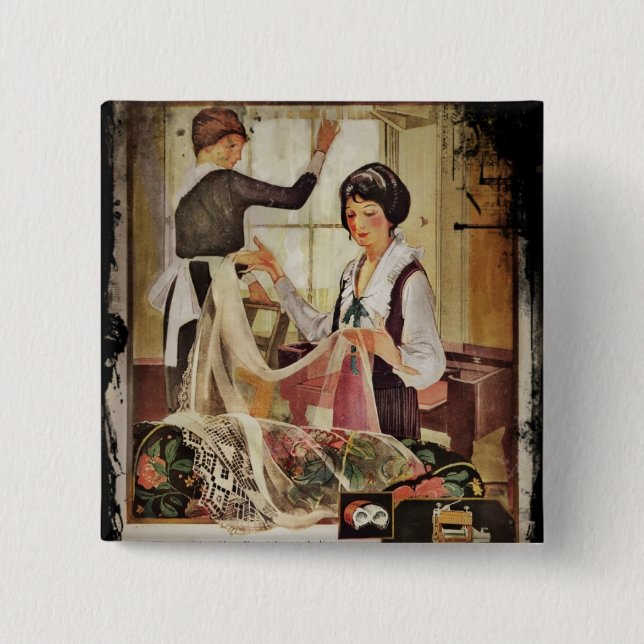 Neue Waschmaschine Mutter und Tochter Button (Vorderseite)
