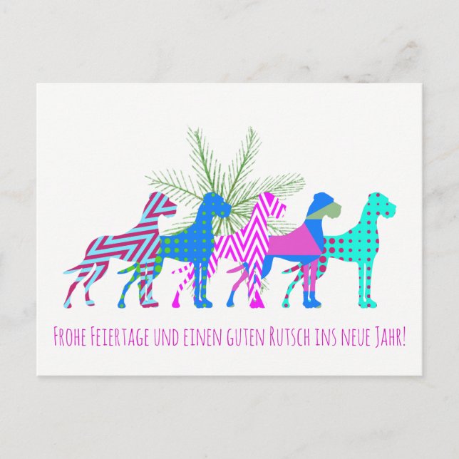 Neue Weihnachten Große Dänen Postkarte (Vorderseite)