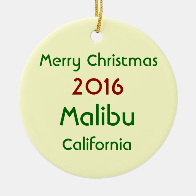 NEUE WEIHNACHTSverzierung 2016 MALIBUS KALIFORNIEN Keramikornament (Vorne)