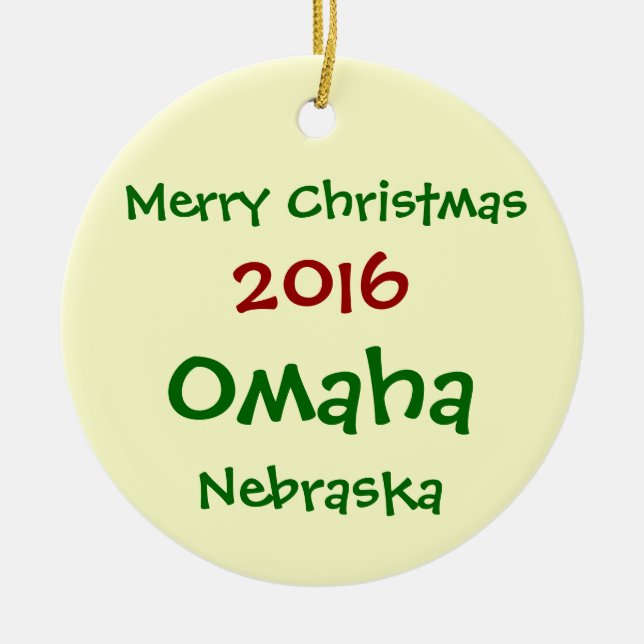 NEUE WEIHNACHTSverzierung 2016 OMAHAS NEBRASKA Keramikornament (Vorne)