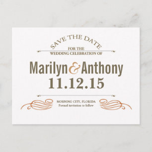 neue weiße Vintage Save-the-Date Postkarten