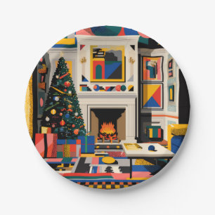 Neue Welle 1980er Pop-Art-Weihnachten Pappteller