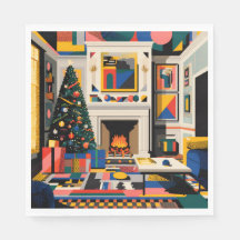 Neue Welle 1980er Pop-Art-Weihnachtsservietten