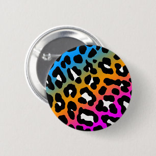 NEUE WELLE ACHTZIGER RETRO-LEOPARDDRUCK-FARBEN PIN BUTTON