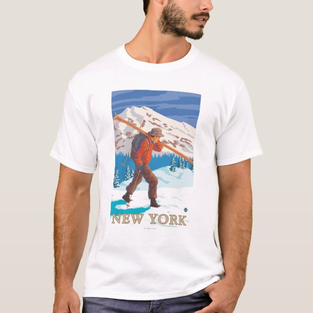 Neue YorkSkier tragende Skis T-Shirt (Vorderseite)