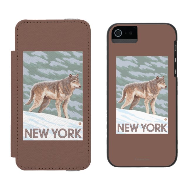 Neue YorkWolf Szene Incipio iPhone Geldbeutel-Hülle (Seite an Seite)
